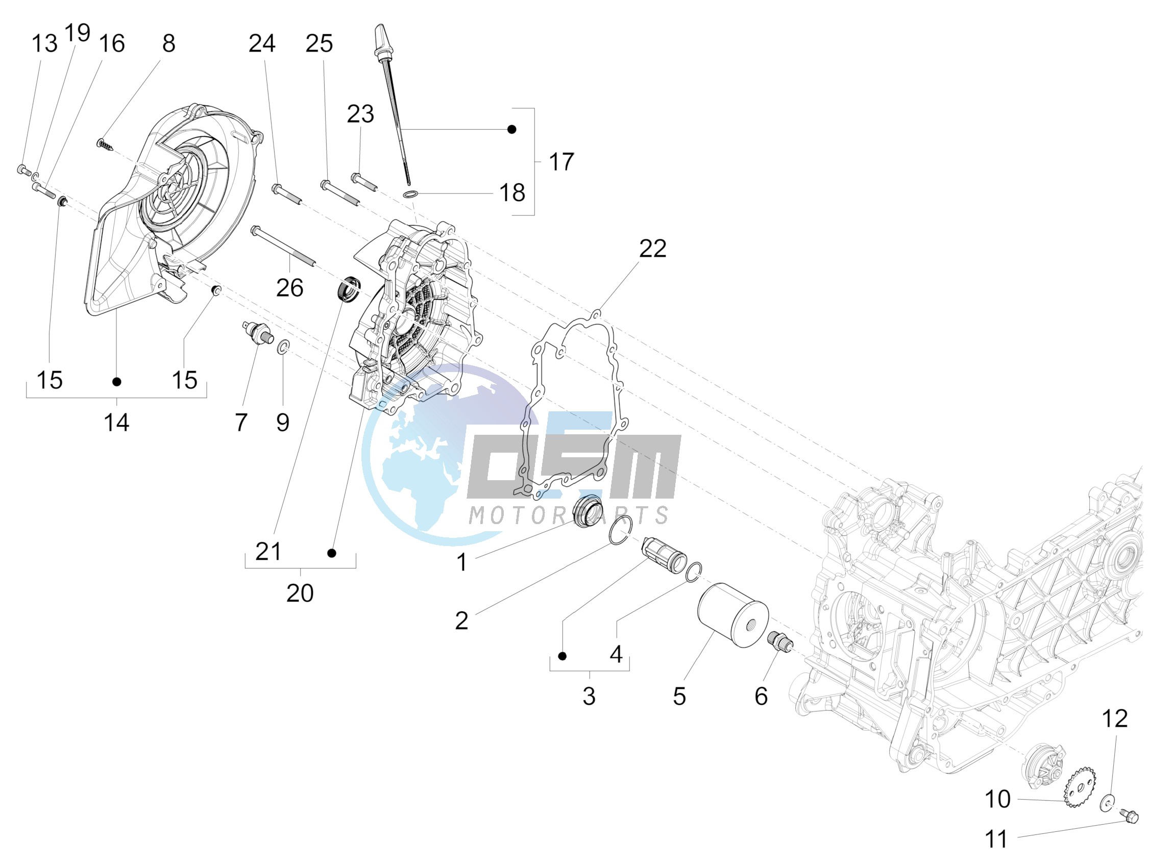 Flywheel magneto cover - Oil filter