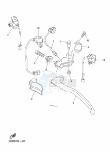 WR250F (BAKJ) drawing HANDLE SWITCH & LEVER