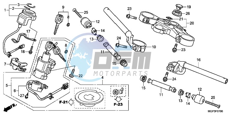 HANDLE PIPE/TOP BRIDGE (CBR1000RRC/D/RAC/D)