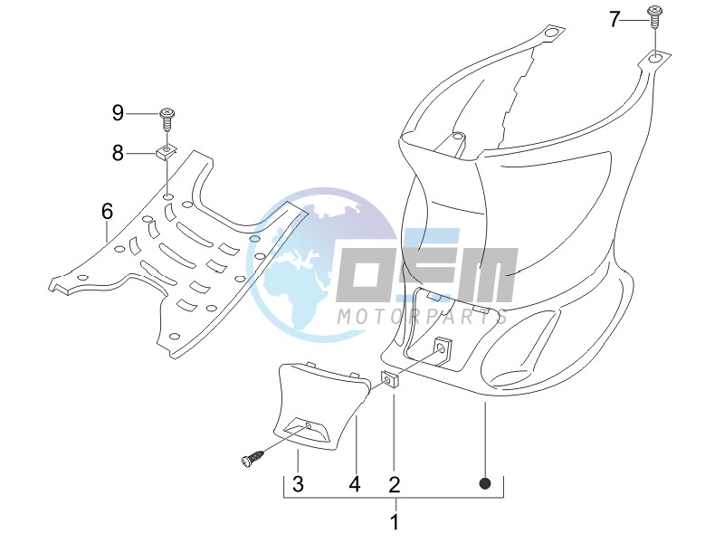 Central cover - Footrests