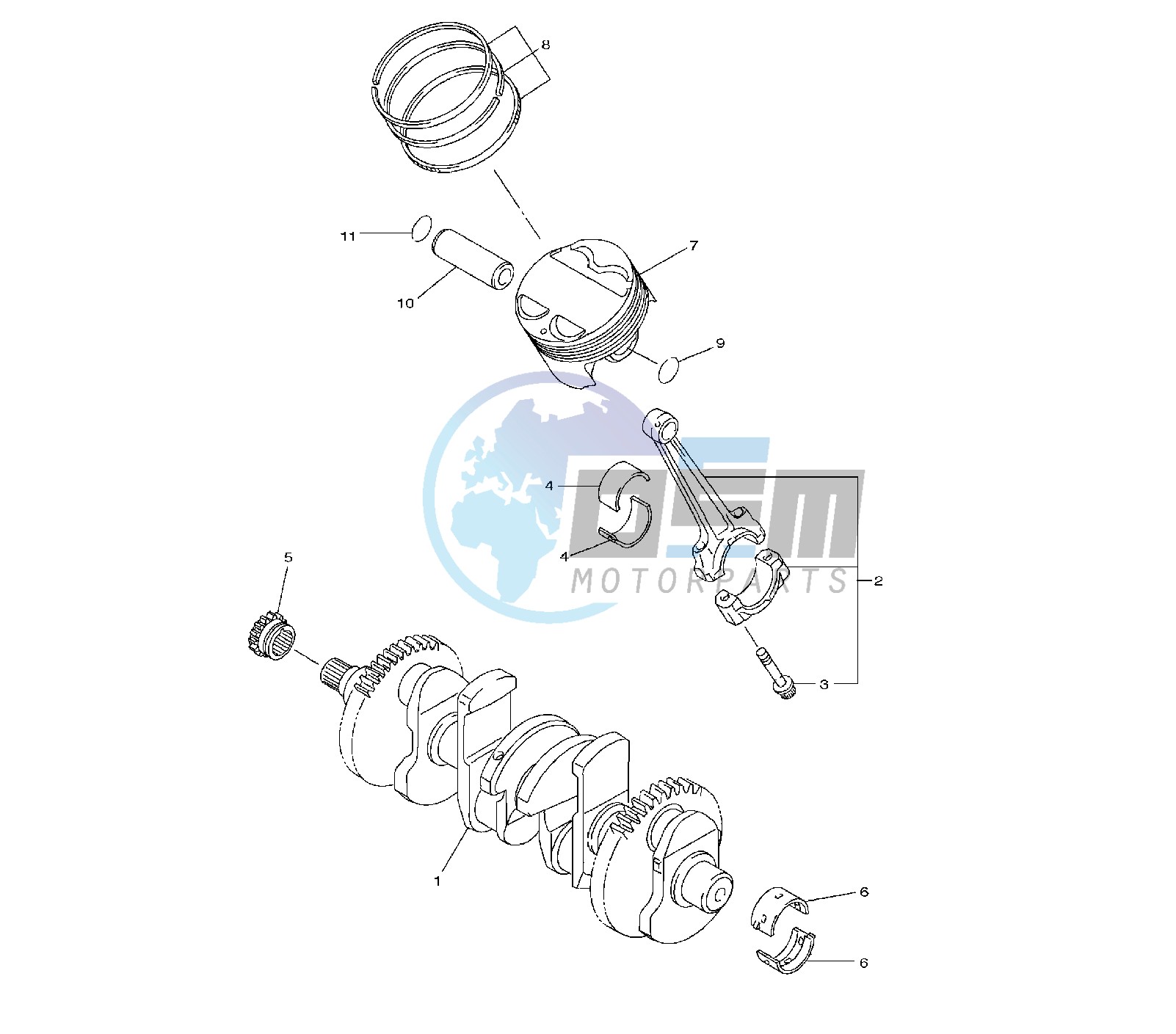 CRANKSHAFT AND PISTON