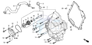 SH300A drawing RIGHT CRANKCASE COVER/ WATER PUMP