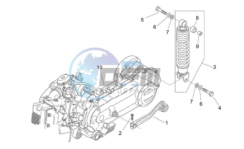 Engine - Rear shock absorber