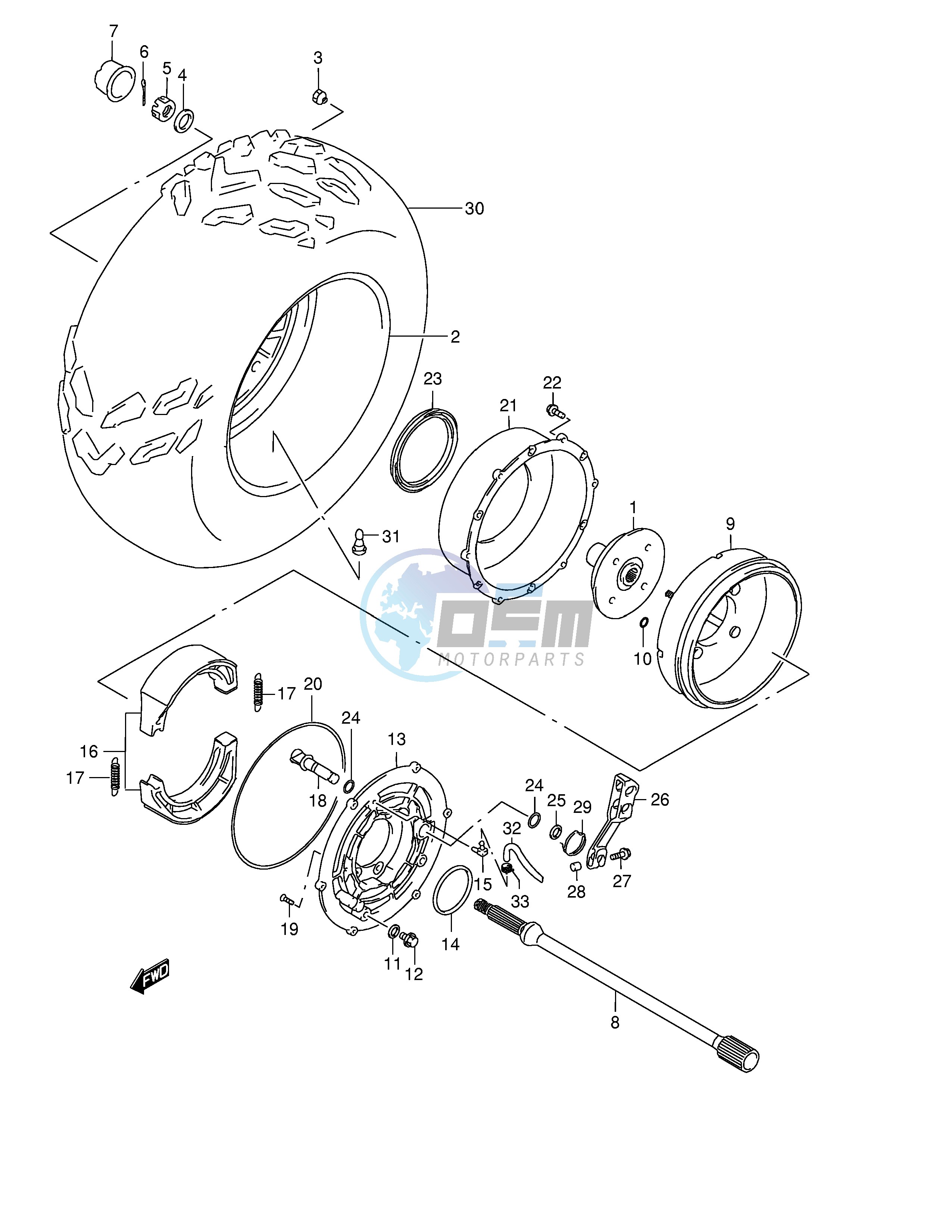 RIGHT REAR WHEEL (MODEL W X Y)