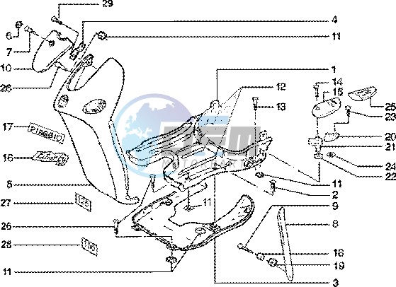 Front shield-foot board-spoiler