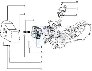 Typhoon 125 XR drawing Cylinder head - Cooling hood - Inlet and induction pipe