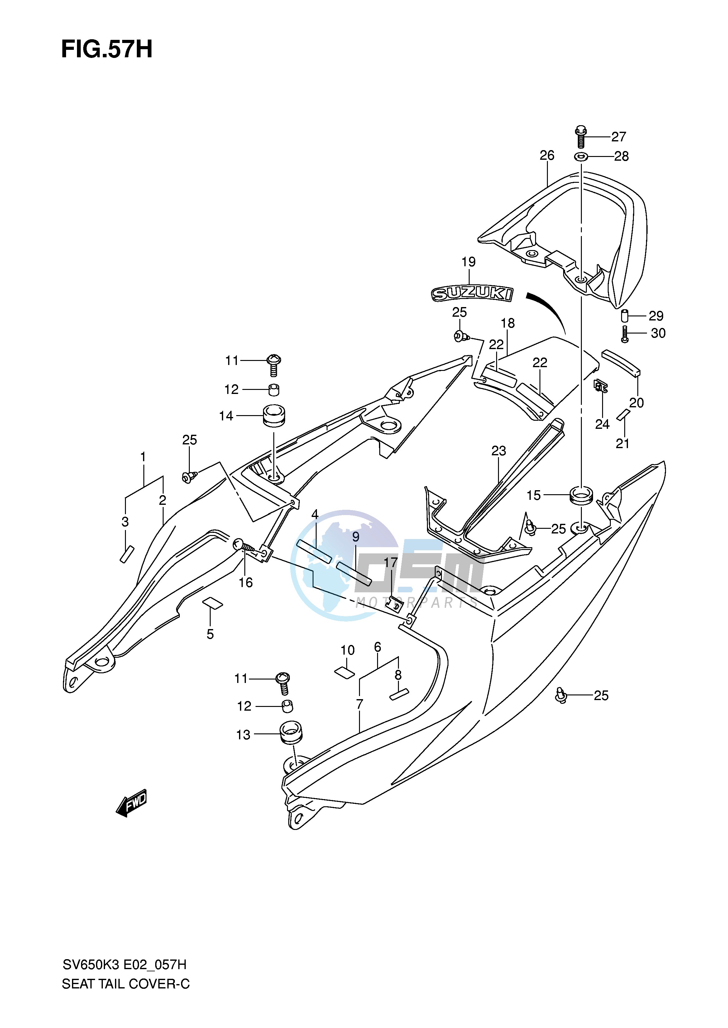 SEAT TAIL COVER (SV650SK7 SUK7 SAK7 SUAK7)