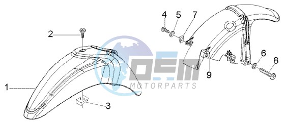 Front and rear mudguard