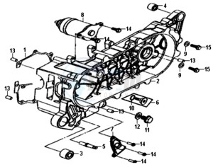 ALLO 50 45 KMH drawing CRANKCASE COVER LEFT