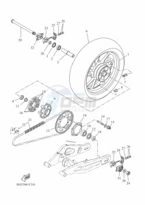 XSR700 MTM690-U (B9J3) drawing REAR WHEEL