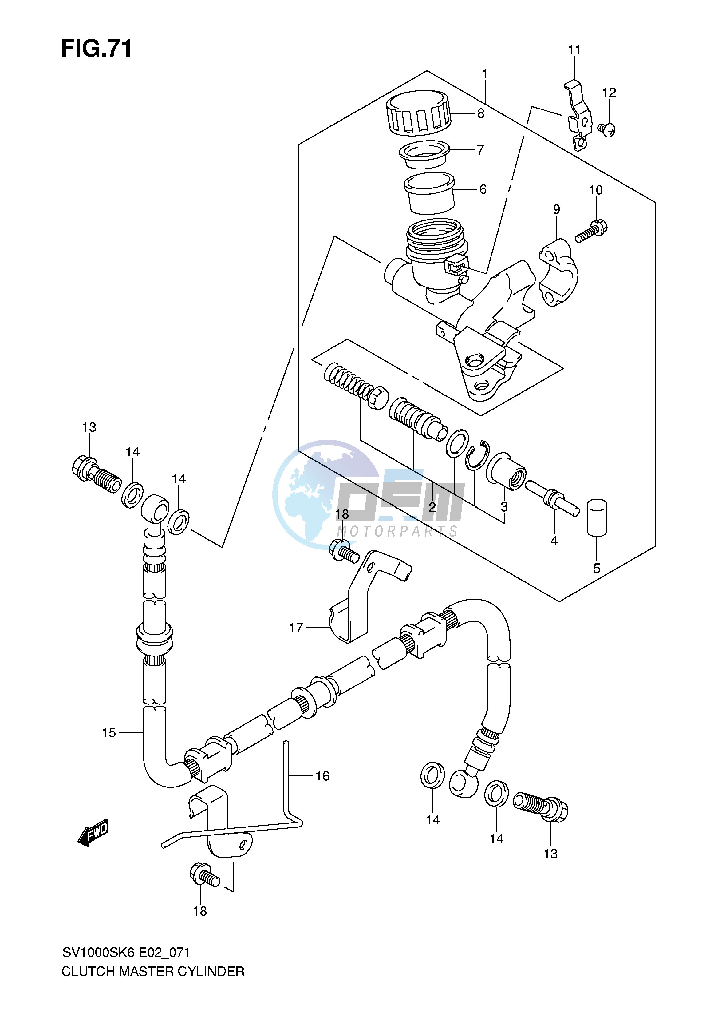 CLUTCH MASTER CYLINDER (SV1000SK6 S1K6 S2K6 SK7 S2K7)