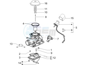 Beverly 125 drawing Carburetors components