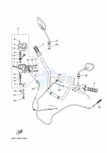 YFM450FWBD KODIAK 450 EPS (BHT2) drawing STEERING HANDLE & CABLE
