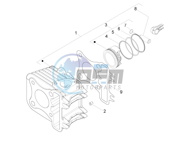 Cylinder-piston-wrist pin unit