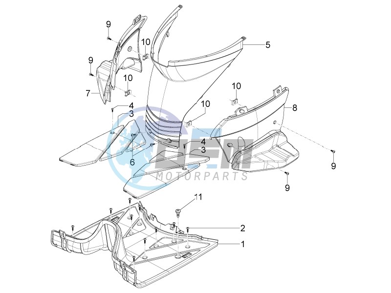 Central cover - Footrests