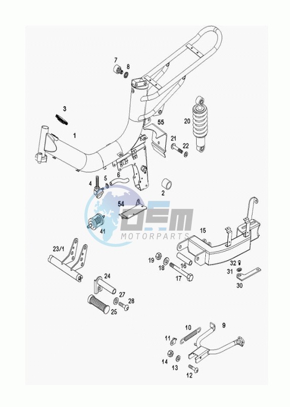 Frame-rear fork-central stand