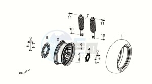 GTS 300i ABS drawing REAR WHEEL - SUSPENSION