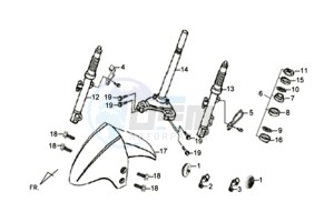 X'PRO 50 drawing FRONT FORK/ FRONT FENDER / STEERING HEAD BEARING