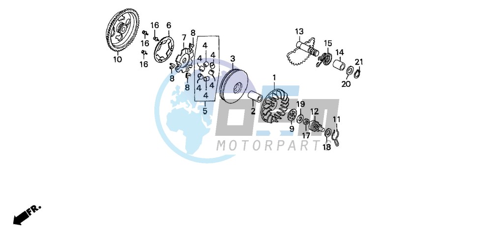 DRIVE FACE/ KICK STARTER SPINDLE