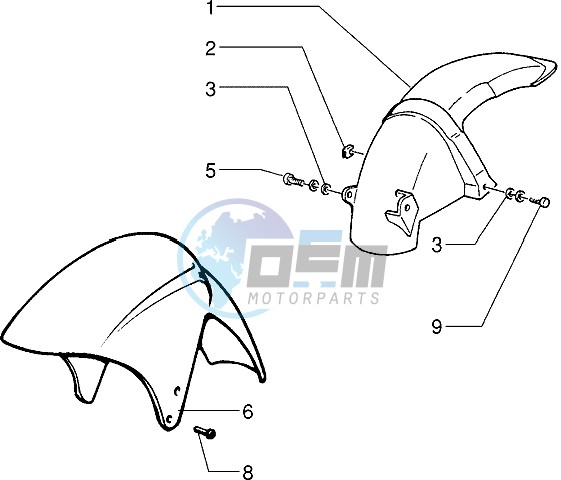 Front and rear mudguard