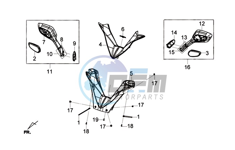 COVER HANDLEBAR / MIRRORS L+R