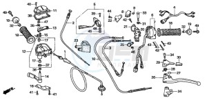 TRX250TE FOURTRAX RECON ES drawing HANDLE LEVER/SWITCH/CABLE ('05)