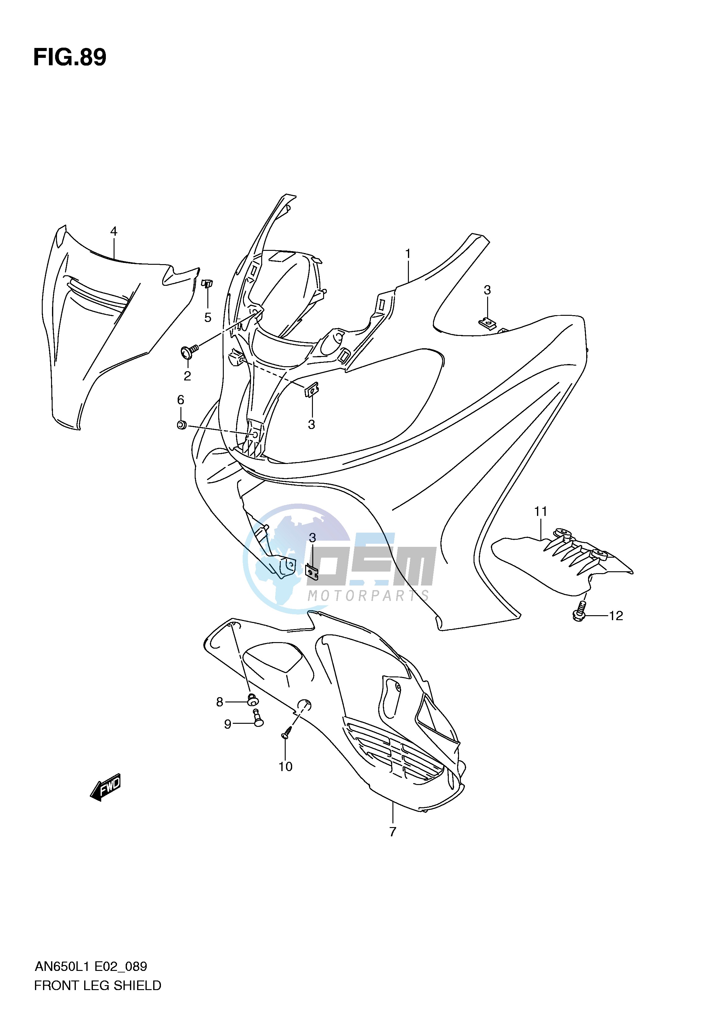 FRONT LEG SHIELD (AN650AL1 E51)