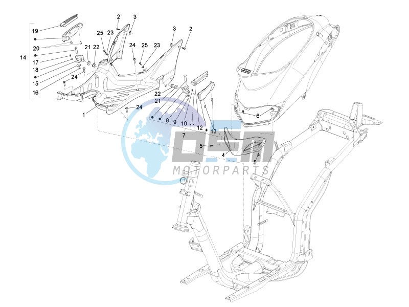 Central cover - Footrests