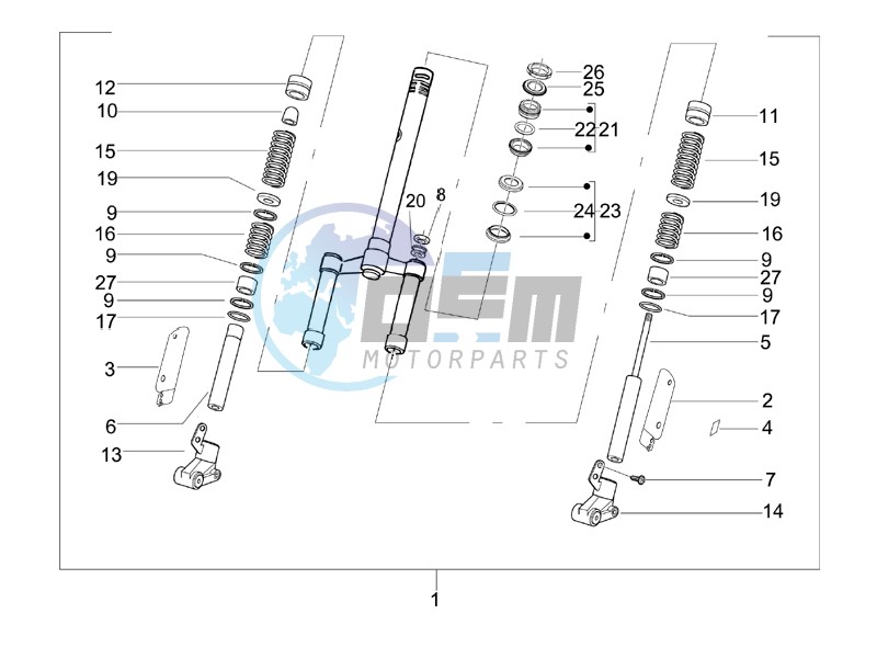 Fork steering tube - Steering bearing unit