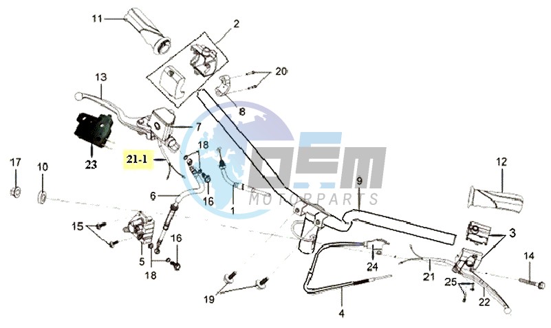 HANDLEBAR / BRAKE LEVERS CPL  L /R