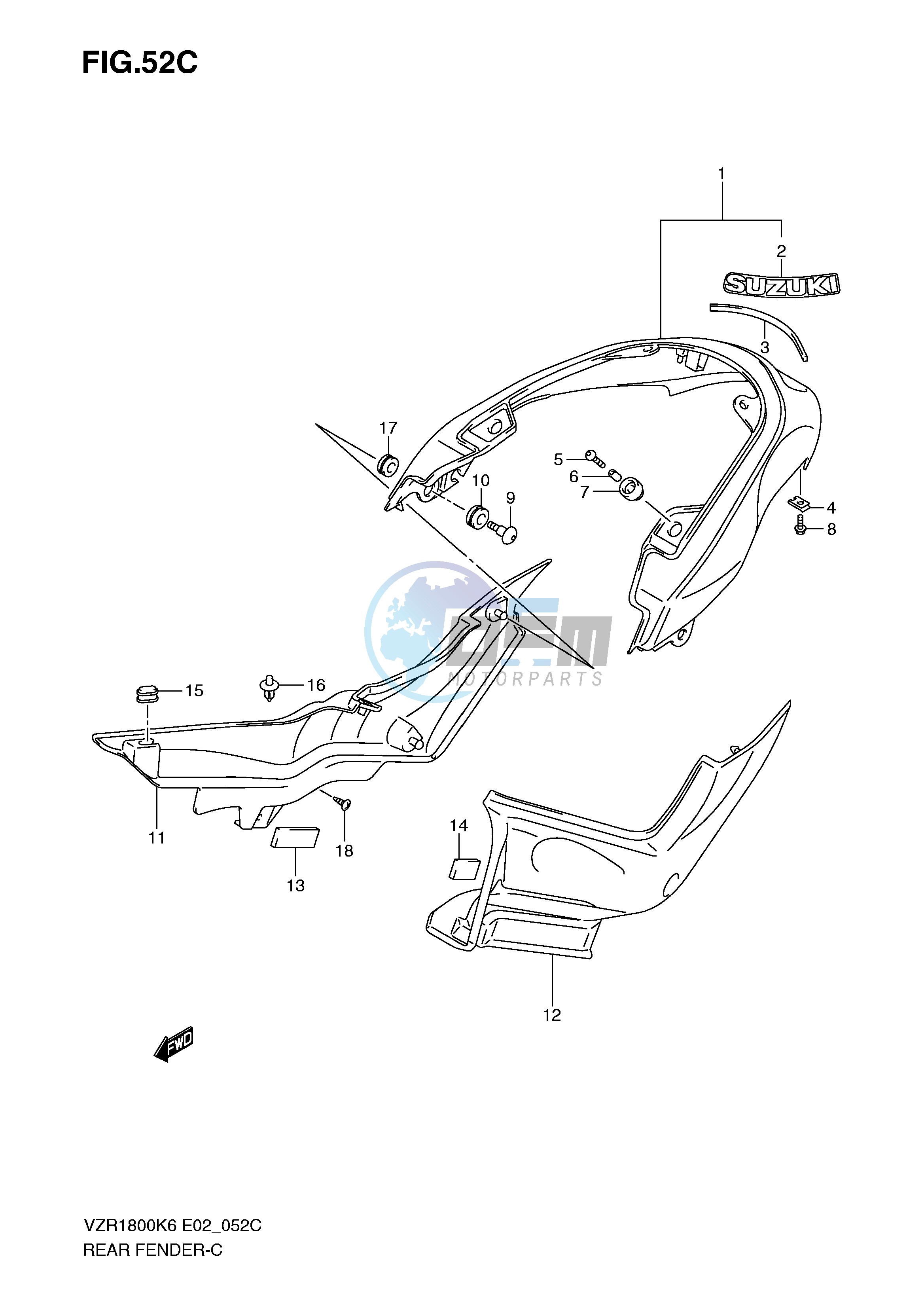 REAR FENDER (VZR1800K9 UFK9 NK9 NUFK9)