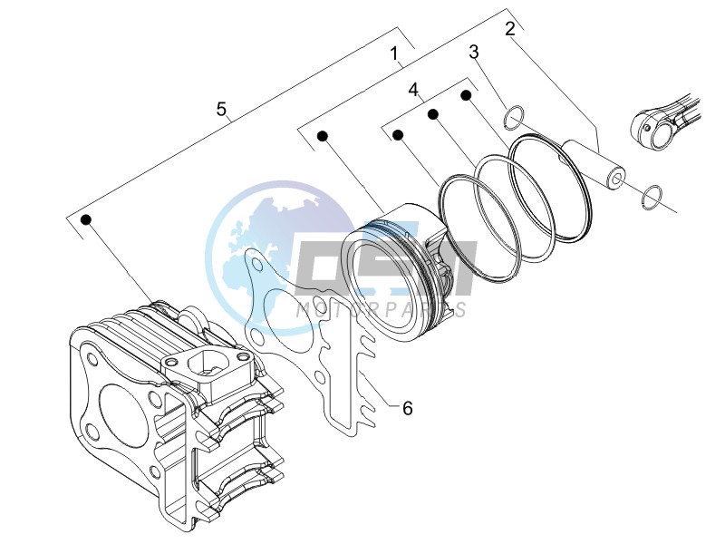 Cylinder-piston-wrist pin unit