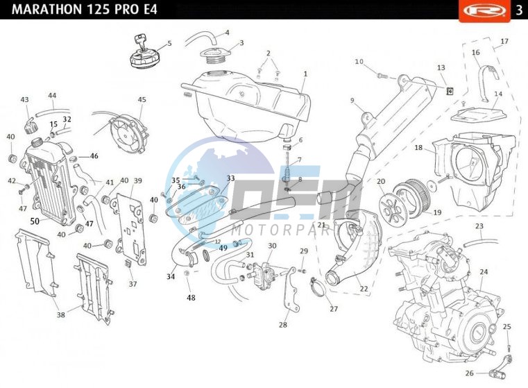 COMPLETE ENGINE - EXHAUST - FUEL TANK