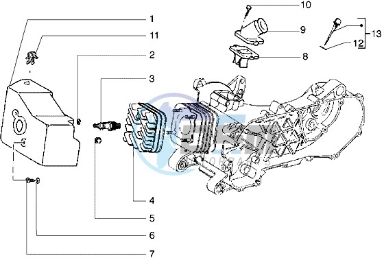 Cylinder head - Cooling hood - Inlet and induction pipe