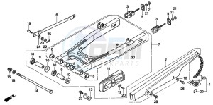 CB250 TWO FIFTY drawing REAR SWING ARM/CHAIN CASE