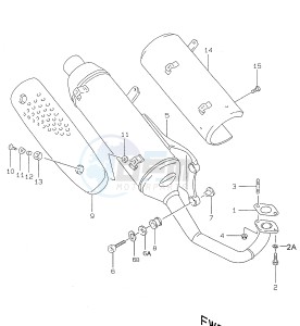 AY50 (V-W-X-Y) katana drawing MUFFLER ( model V, model W except P4)