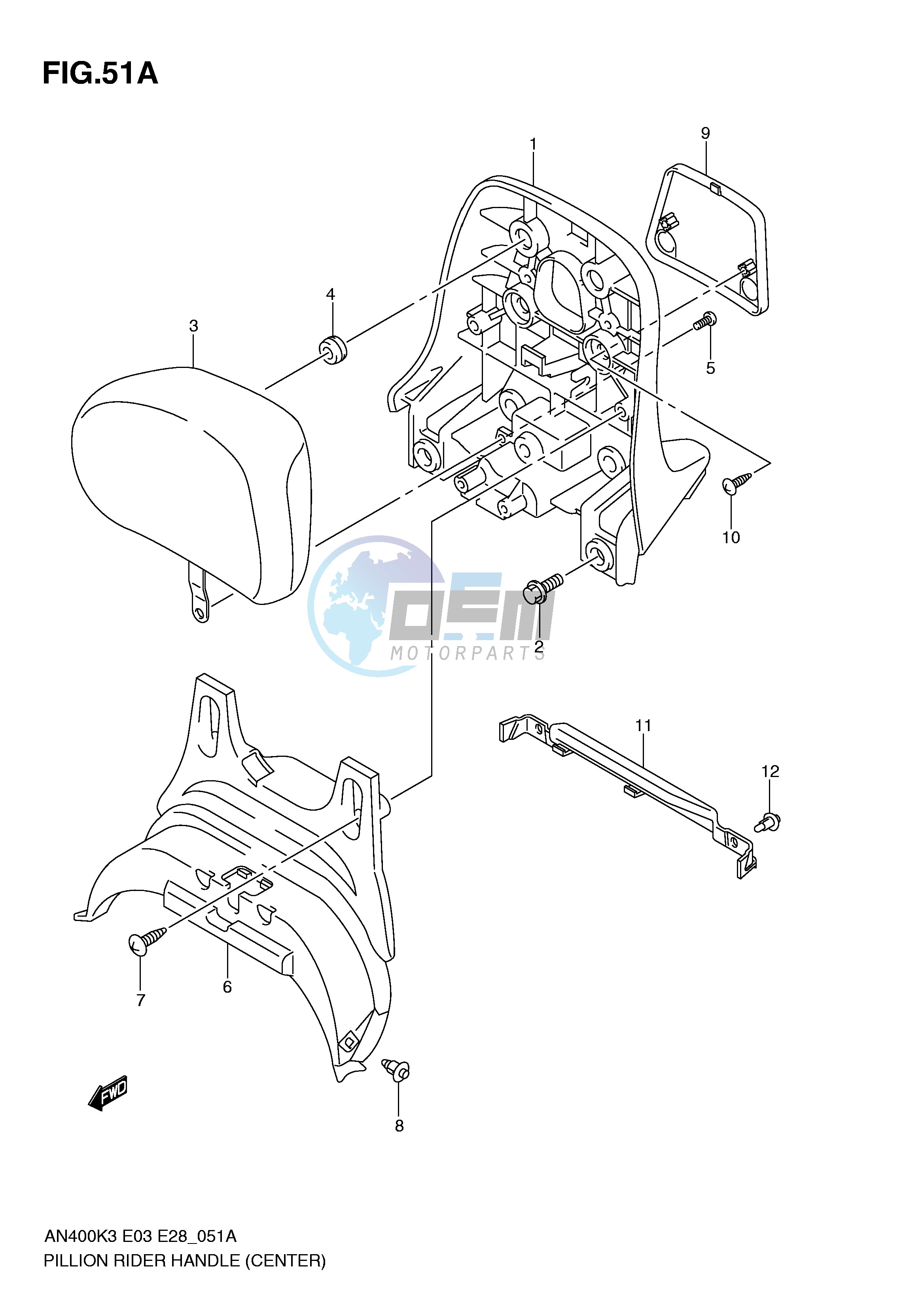 PILLION RIDER HANDLE (CENTER)(MODEL K4)