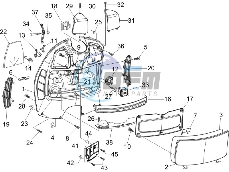 Front glovebox - Knee-guard panel