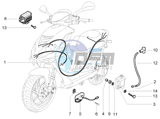 Cable harnes - Regulator - H.T. coil