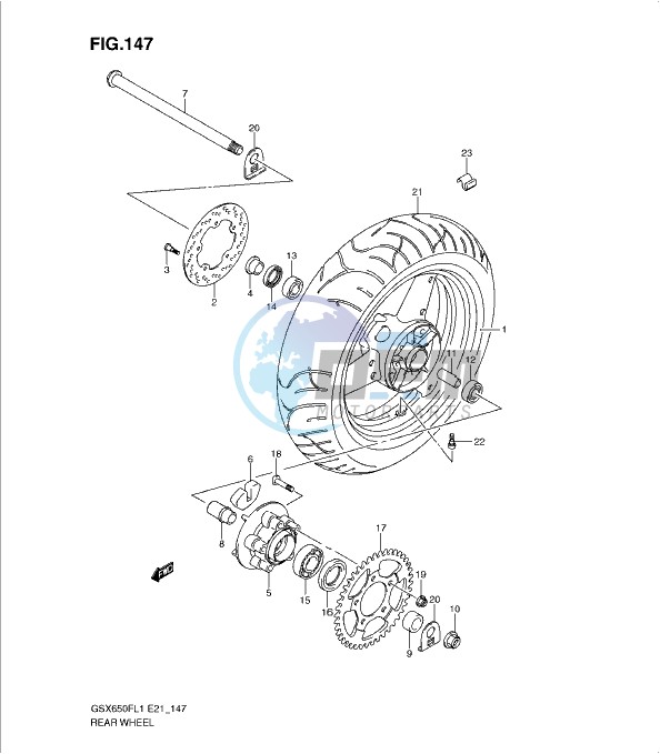 REAR WHEEL (GSX650FL1 E24)