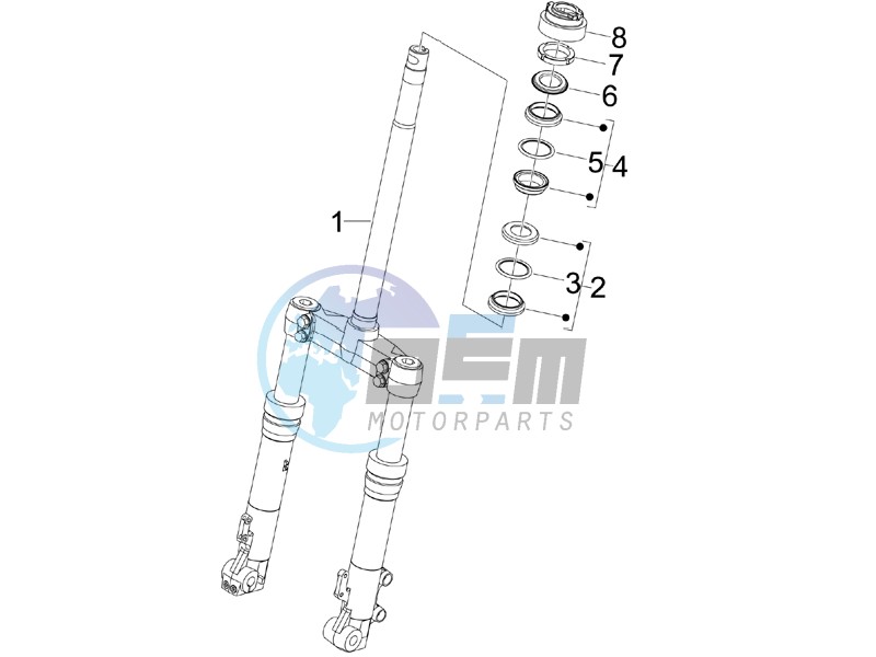 Fork steering tube - Steering bearing unit