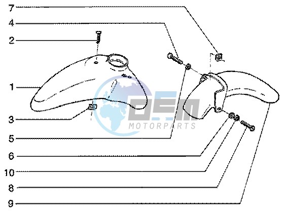 Front and rear mudguard