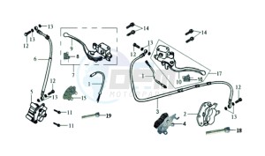 EURO MX 125 DUAL DISK 50 drawing BRAKE CALIPER / BRAKE LEVER / BRAKE LINES