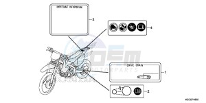 CRF250XD CRF250R Europe Direct - (ED) drawing CAUTION LABEL