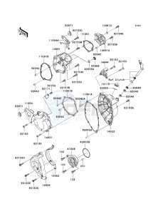 ZX 1000 E [NINJA ZX-10R] (E8F-E9FA) 0E9F drawing ENGINE COVER-- S- -