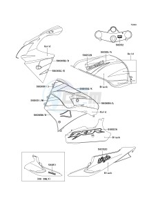 ZX 900 F [NINJA ZX-9R] (F1-F2) [NINJA ZX-9R] drawing DECALS-- GOLD_BLACK- --- ZX900-F1- -