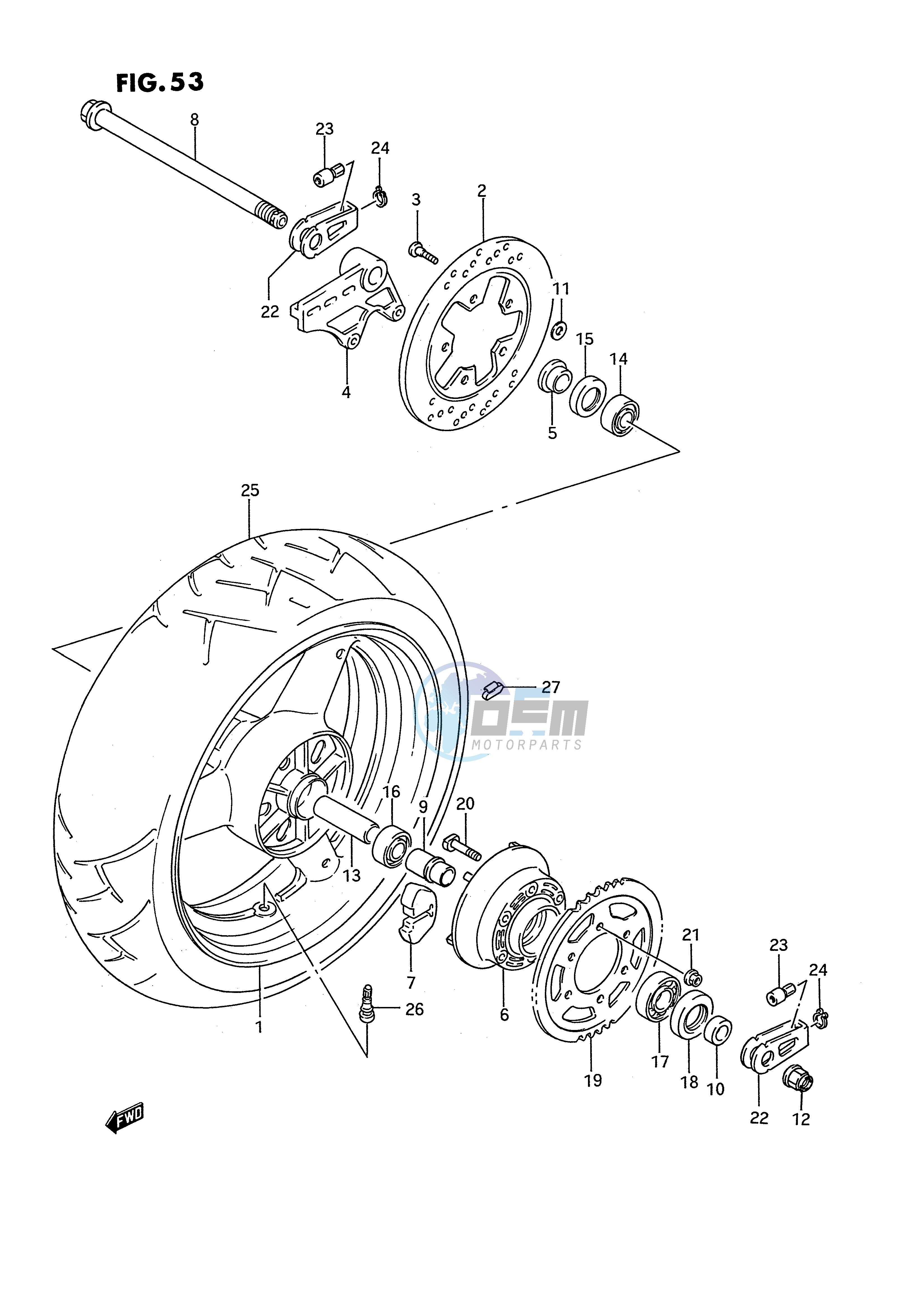 REAR WHEEL (MODEL N P)