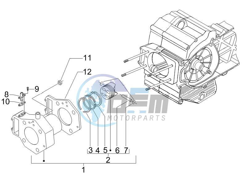 Cylinder-piston-wrist pin unit