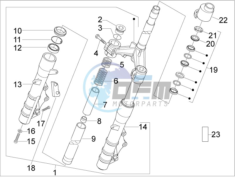 Fork steering tube - Steering bearing unit