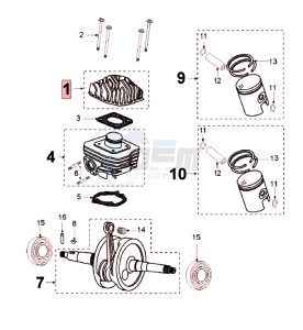 LUDIX 10 RLA drawing CRANKSHAFT AND CYLINDER ALU